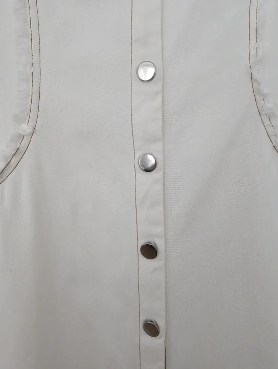 Sleeveless White Denim Button-Front Maxi Dress – New, Size M, Motf - Picture 5 of 5